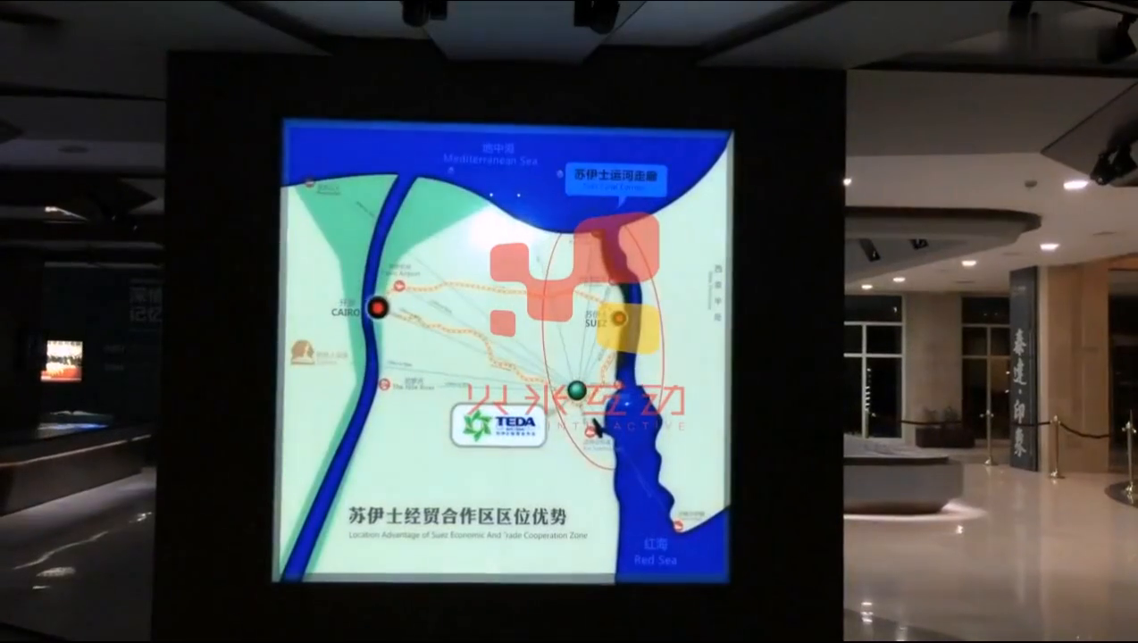 埃及苏伊士合作区展厅墙面投影区位展示