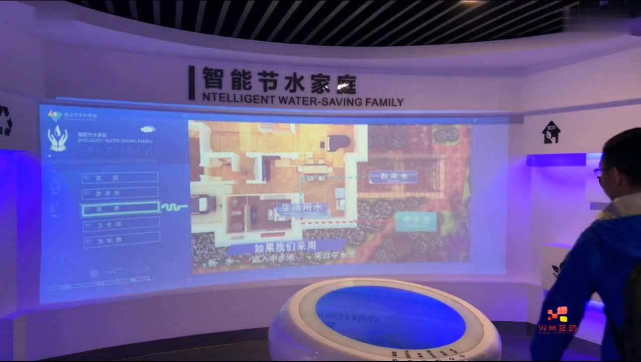 武汉节水馆智能节水家庭墙面互动投影