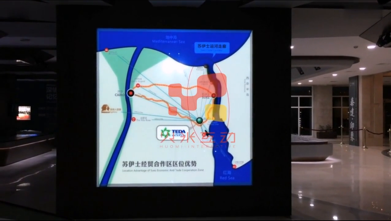埃及苏伊士合作区展厅墙面投影区位展示