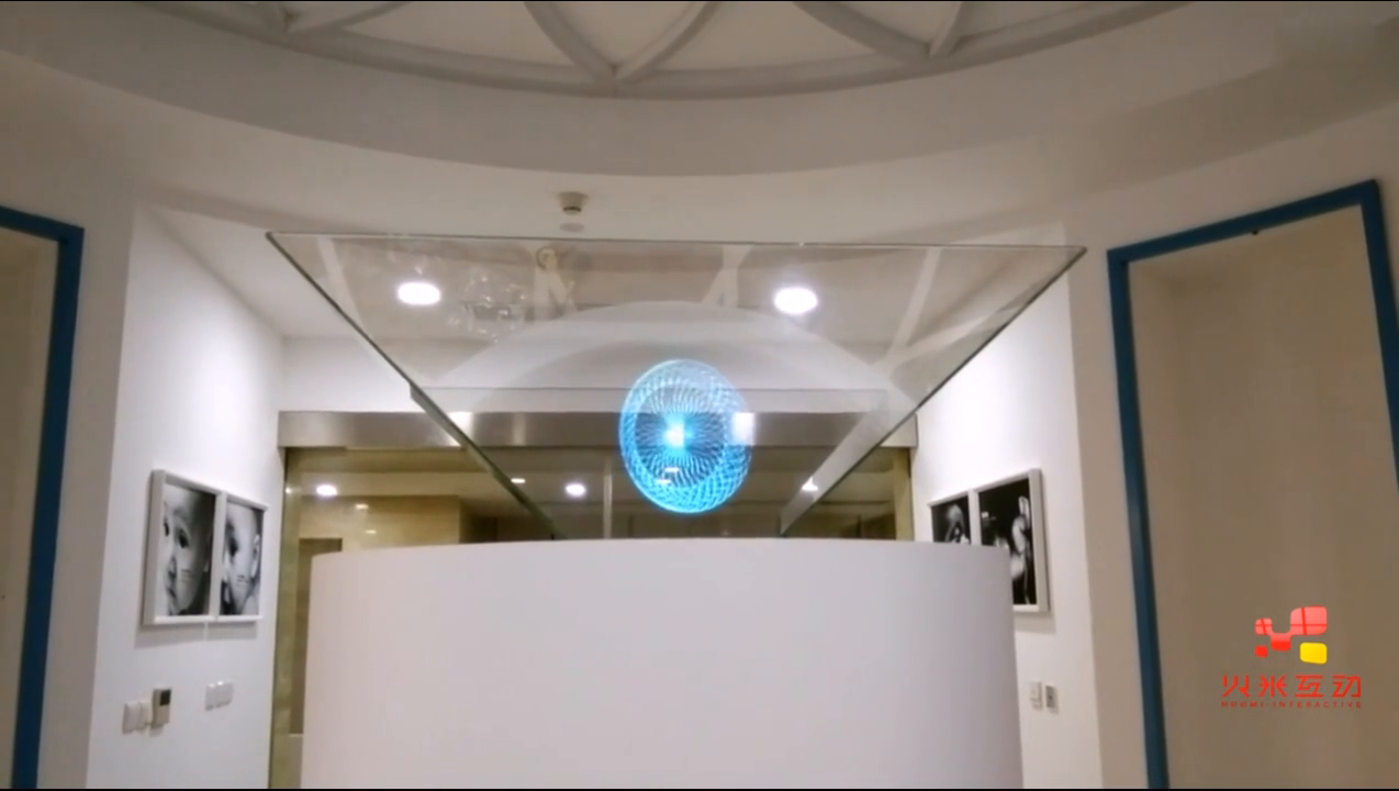 上海形状记忆合金材料企业展厅360度全息投影柜
