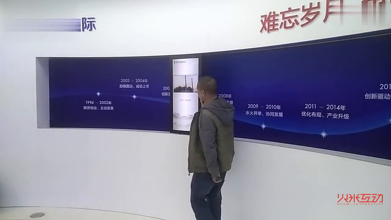 中电国际弧形互动滑轨屏